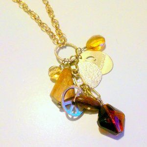 Mythologie Gold Tone Peace and Freedom Charm Pendant Necklace